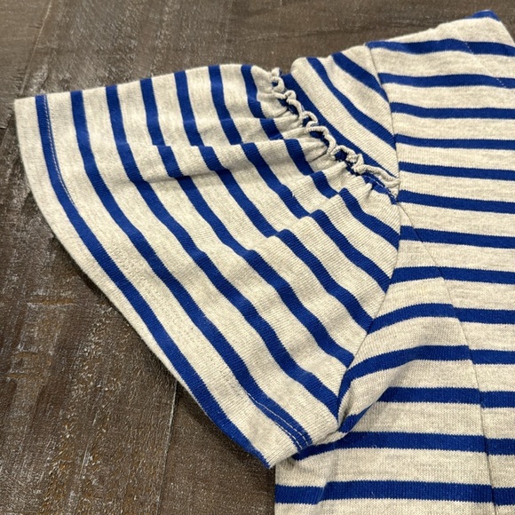 ANTHROPOLOGIE Lili's Closet Blue Striped Ruffle Flare Sleeve Navy Grey Top S - Picture 5 of 10